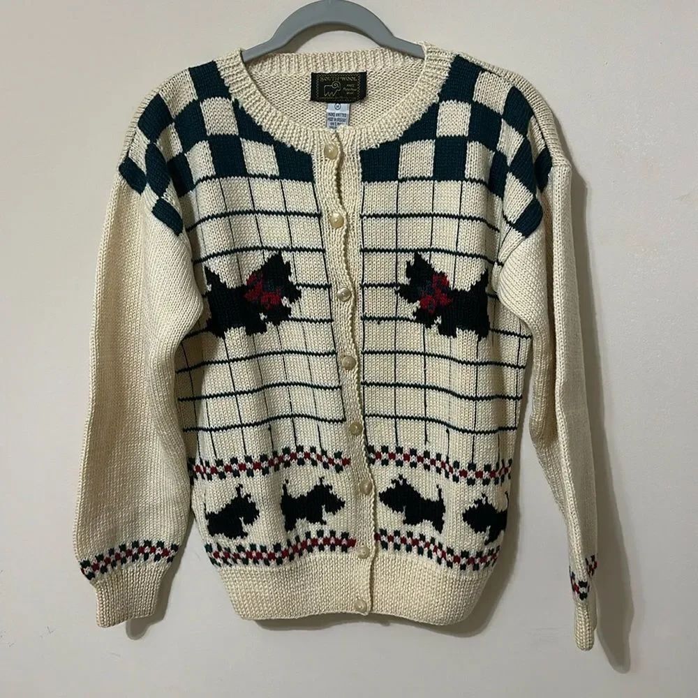 Vintage HTF 100% pure virgin wool Scottie dog Southwool sweater